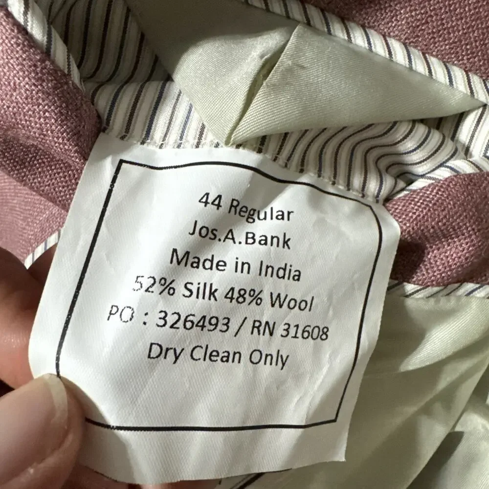 Jos A Bank Blazer Men’s 44R Suit Jacket Silk Wool Blend Weave Berry Red Wedding